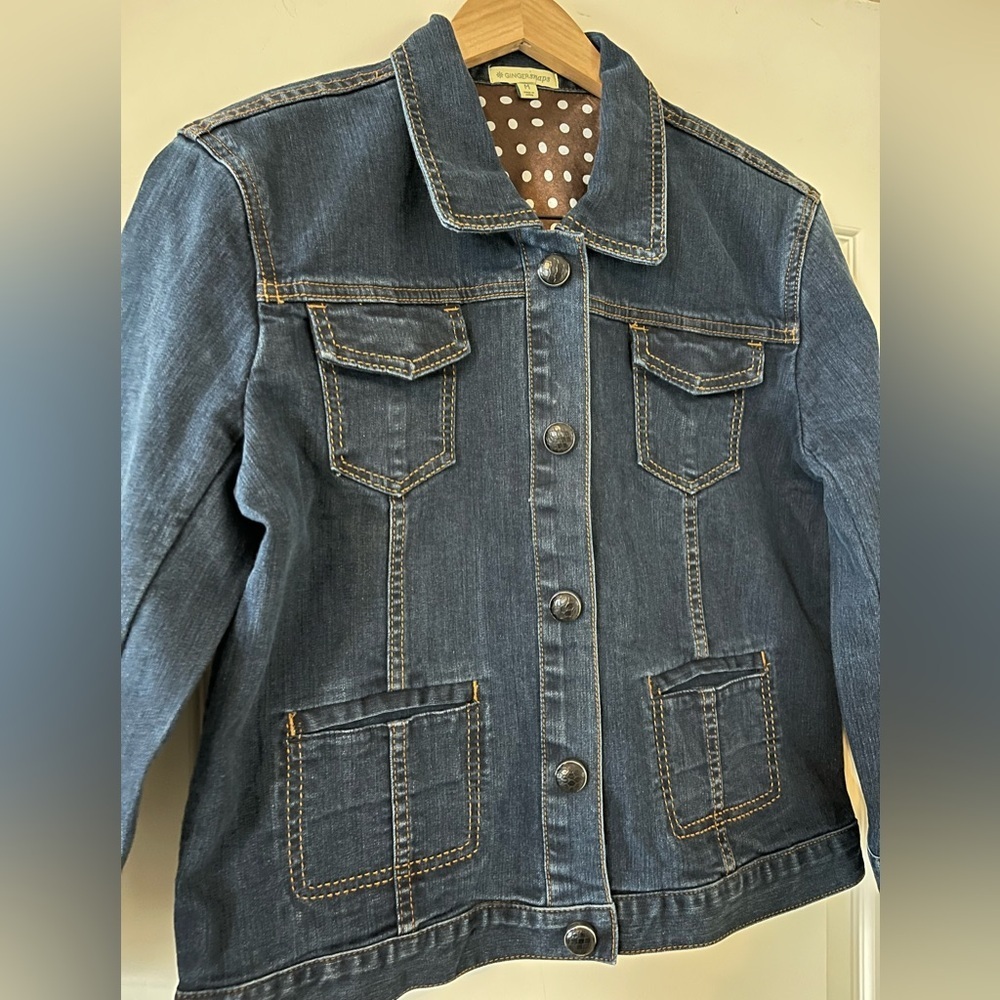 GINGERsnaps Brand Dark Denim Jacket Women’s Size Medium - Picture 12 of 16